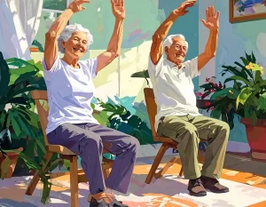 Einfache Sitzgymnastik für zu Hause